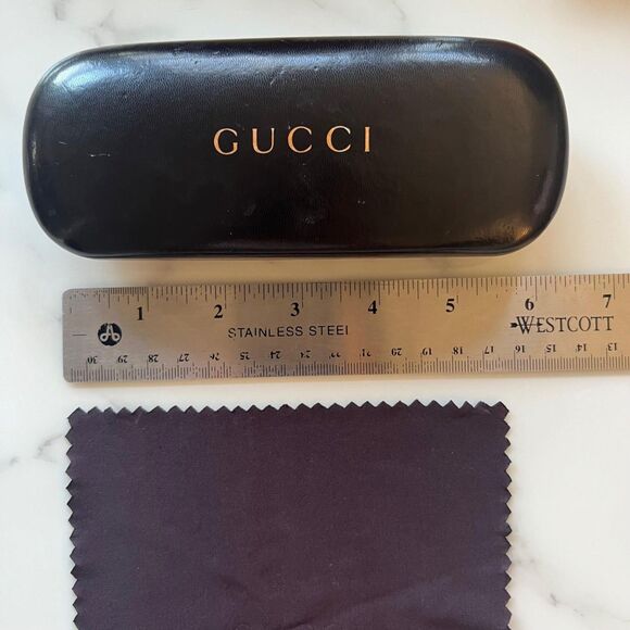 GUCCI Black Leather Suede Interior Hard Clamshell Sunglasses Eyeglasses Case - Picture 10 of 12